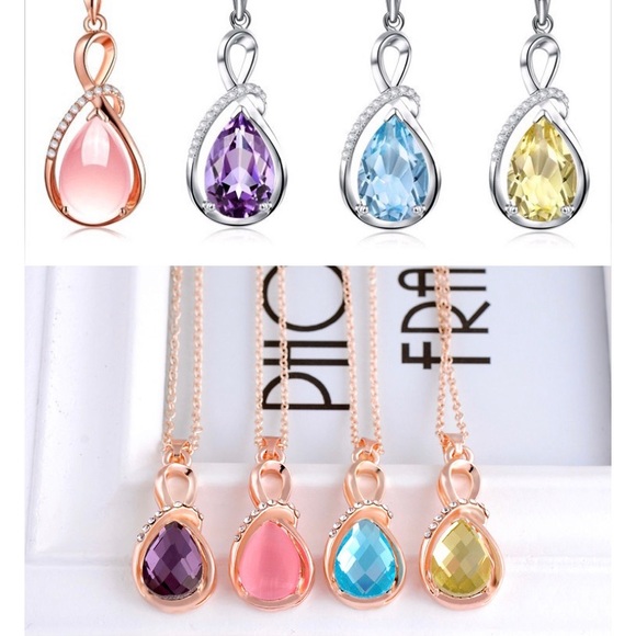 Female charm Water drop purple necklace - Picture 3 of 4